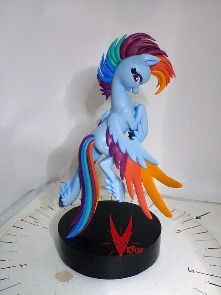 Size: 1125x1500 | Tagged: safe, artist:viistar, derpibooru import, rainbow dash, pony, leak, colored wings, craft, female, figurine, g5 concept leaks, handmade, image, irl, jpeg, mare, photo, rainbow dash (g5 concept leak), sculpture, solo, unshorn fetlocks, wings