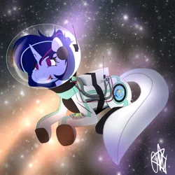 Size: 3800x3800 | Tagged: safe, artist:ermecg, derpibooru import, oc, oc:bellatrix, unofficial characters only, pony, unicorn, astronaut, eyes open, happy, image, open mouth, png, solo, space, space background, space helmet, spacesuit, stars