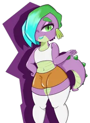 Size: 3092x4205 | Tagged: suggestive, artist:realgero, derpibooru import, spike, anthro, dragon, bulges, clothes, femboy, femboy hooters, femboy spike, image, male, png, simple background, socks, solo, transparent background