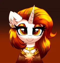 Size: 3927x4096 | Tagged: safe, artist:confetticakez, derpibooru import, oc, oc:aurora shinespark, unofficial characters only, pony, unicorn, bust, ear fluff, female, image, jpeg, lidded eyes, looking at you, mare, not daybreaker, smiling, smiling at you, solo