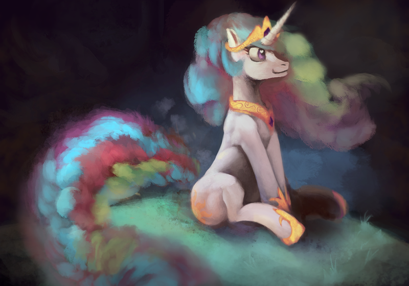 Size: 1000x700 | Tagged: safe, alternate version, artist:kheltari, derpibooru import, princess celestia, pony, butt, explicit source, female, image, mare, png, sitting, smiling, solo, sunbutt, wingless