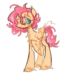 Size: 551x635 | Tagged: safe, artist:onionpwder, derpibooru import, fluttershy, pegasus, pony, alternate hairstyle, hair over one eye, image, looking at you, png, raised hoof, short hair, simple background, smiling, solo