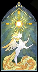 Size: 1280x2402 | Tagged: safe, artist:damayantiarts, derpibooru import, princess celestia, alicorn, pony, image, png, solo, stained glass