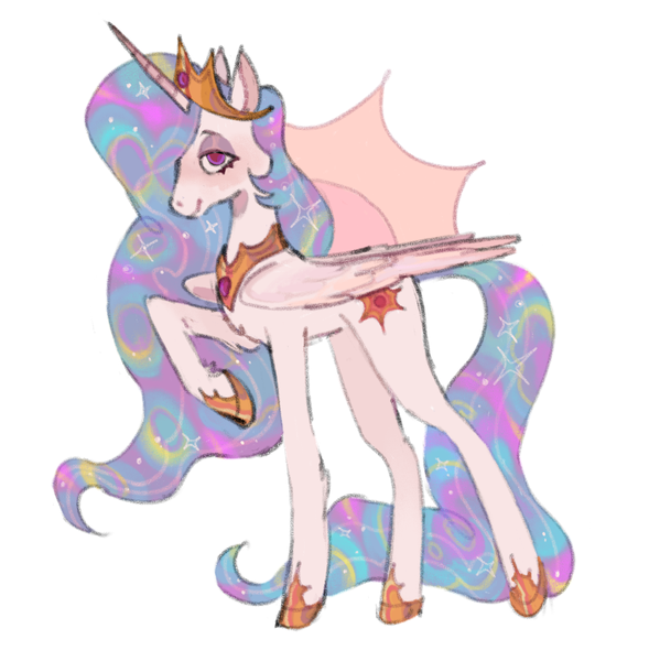 Size: 1944x1980 | Tagged: safe, artist:arrgh-whatever, derpibooru import, princess celestia, alicorn, pony, crown, ethereal mane, female, folded wings, hoof shoes, horn, image, jewelry, lidded eyes, looking at you, mare, png, raised hoof, regalia, simple background, solo, standing, wavy mane, white background, wings