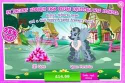 Size: 1955x1301 | Tagged: safe, derpibooru import, official, queen parabola, alicorn, pony, zebra, zebra alicorn, advertisement, costs real money, ear piercing, earring, english, female, gameloft, gem, horn, horn ring, image, jewelry, jpeg, mare, mobile game, my little pony: magic princess, necklace, numbers, piercing, ring, sale, solo, solo focus, spread wings, text, wings