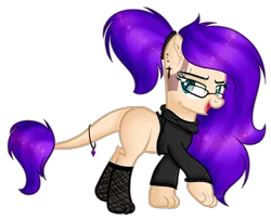 Size: 2849x2301 | Tagged: safe, artist:angellightyt, derpibooru import, oc, unofficial characters only, cat, cat pony, original species, base used, clothes, ear piercing, glasses, image, piercing, png, simple background, smiling, solo, transparent background