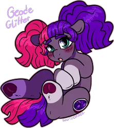 Size: 1718x1931 | Tagged: safe, artist:sexygoatgod, derpibooru import, oc, oc:geode glitter, unofficial characters only, earth pony, pony, adoptable, blushing, female, frog (hoof), image, png, simple background, solo, transparent background, underhoof