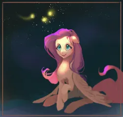 Size: 2000x1902 | Tagged: artist needed, source needed, safe, derpibooru import, fluttershy, firefly (insect), insect, pegasus, pony, female, frame, image, jpeg, sitting, solo, stars