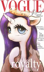 Size: 1171x1920 | Tagged: safe, artist:plotcore, derpibooru import, rarity, pony, unicorn, clothes, cover, crown, female, image, jewelry, jpeg, mare, regalia, royalty, shirt, solo, text