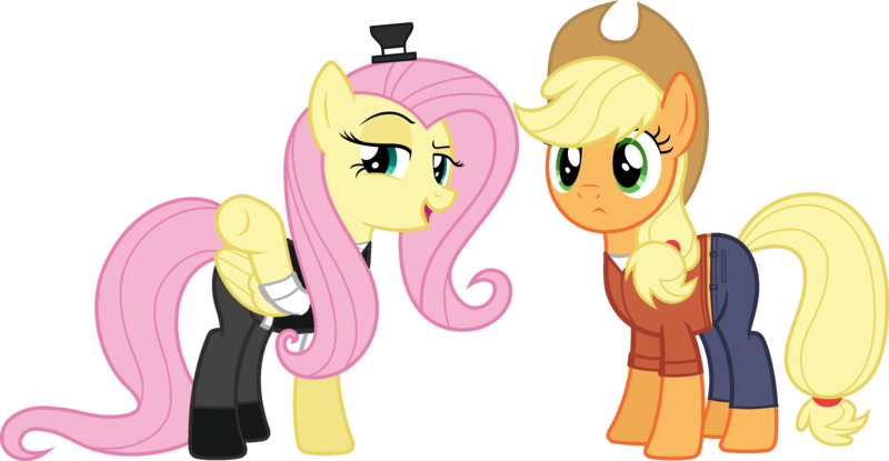 Size: 3608x1870 | Tagged: safe, artist:edy_january, derpibooru import, edit, vector edit, applejack, fluttershy, earth pony, pegasus, pony, applejack's hat, appleshy, clothes, cowboy hat, duo, duo female, fashion, fashion style, female, france, hat, image, lesbian, link in description, long pants, looking at you, outfit, outfits, png, shipping, shirt, shoes, simple background, t-shirt, toy, transparent background, united states, vector