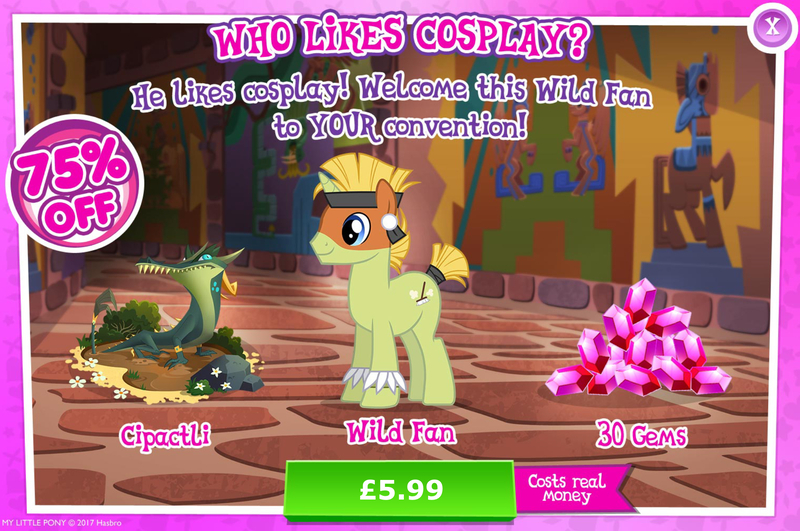 Size: 1957x1300 | Tagged: safe, derpibooru import, official, cipactli, unnamed character, unnamed pony, pony, unicorn, advertisement, bush, clothes, costs real money, costume, ear piercing, earring, english, face paint, gameloft, gem, headband, horn, image, jewelry, jpeg, male, mobile game, mud, my little pony: magic princess, numbers, piercing, sale, solo, solo focus, stallion, text