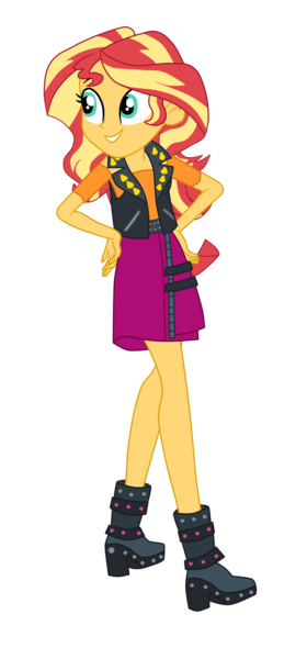 Size: 1900x4074 | Tagged: safe, artist:gmaplay, derpibooru import, sunset shimmer, costume conundrum, costume conundrum: sunset shimmer, equestria girls, equestria girls series, spoiler:eqg series (season 2), clothes, hand on hip, image, jacket, leather, leather jacket, looking to the left, png, sideways glance, skirt, smiling, solo