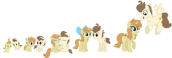 Size: 1541x518 | Tagged: safe, artist:ridingonrainbows, derpibooru import, pound cake, pumpkin cake, pegasus, pony, unicorn, 2018, 5-year-old, age progression, alternate hairstyle, baby, baby pony, bandage, base used, blank flank, bow, cake twins, colt, female, filly, foal, hair bow, image, male, mare, older, older pound cake, older pumpkin cake, png, siblings, simple background, stallion, teenager, transparent background, twins