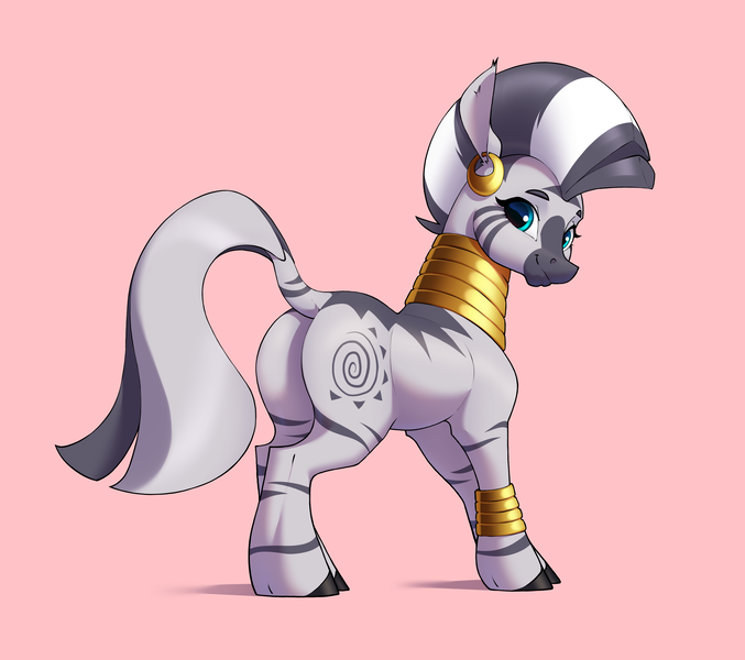 Size: 3580x3175 | Tagged: safe, artist:aquaticvibes, derpibooru import, zecora, zebra, accessory, butt, image, looking at you, plot, png, solo