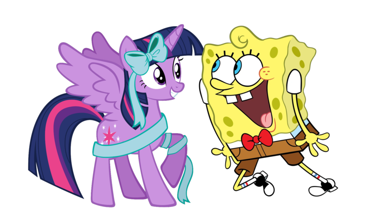 Size: 1920x1080 | Tagged: safe, artist:thxfan2022, derpibooru import, twilight sparkle, twilight sparkle (alicorn), alicorn, pony, bow, crossover, female, image, male, nickelodeon, png, simple background, sponge, spongebob squarepants, spongebob squarepants (character), transparent background, vector