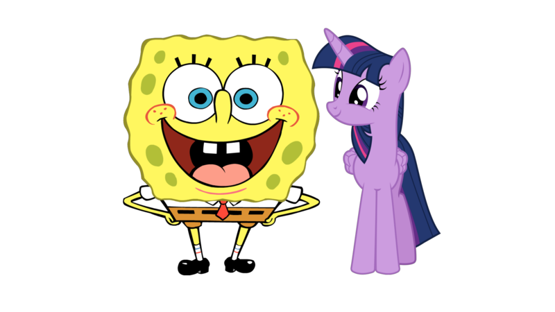 Size: 1920x1080 | Tagged: safe, artist:thxfan2022, derpibooru import, twilight sparkle, twilight sparkle (alicorn), alicorn, pony, female, image, male, nickelodeon, open mouth, png, simple background, sponge, spongebob squarepants, spongebob squarepants (character), transparent background