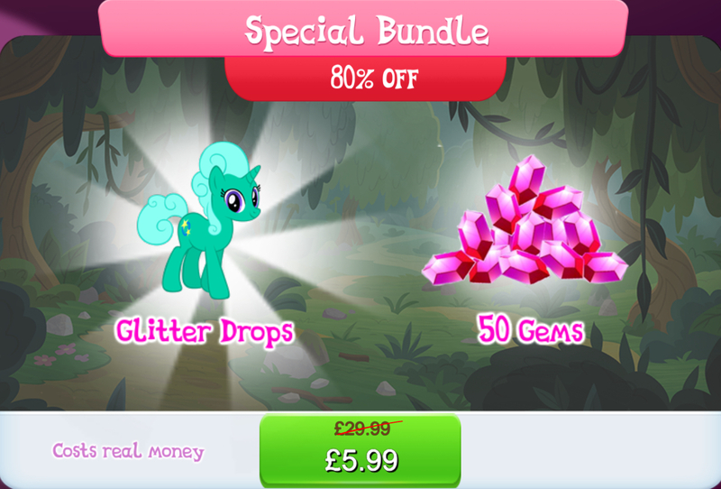 Size: 1265x857 | Tagged: safe, derpibooru import, official, glitter drops, pony, unicorn, bundle, costs real money, english, female, gameloft, gem, horn, image, jpeg, mare, mobile game, my little pony: magic princess, numbers, sale, solo, solo focus, text