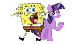 Size: 1920x1080 | Tagged: safe, artist:thxfan2022, derpibooru import, twilight sparkle, twilight sparkle (alicorn), alicorn, pony, crossover, female, image, male, png, simple background, sponge, spongebob squarepants, spongebob squarepants (character), transparent background, vector