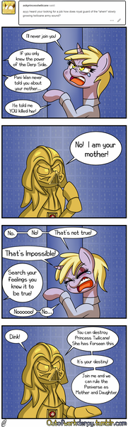 Size: 1280x4250 | Tagged: safe, artist:outofworkderpy, derpibooru import, derpy hooves, dinky hooves, oc, pegasus, pony, comic:out of work derpy, angry, cute, darth vader, female, flustered, funny, image, luke skywalker, mare, may the fourth be with you, png, star wars