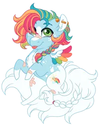 Size: 1024x1257 | Tagged: safe, artist:azure-art-wave, derpibooru import, oc, oc:lucky charm, pegasus, pony, bandaid, chibi, colored wings, female, image, mare, multicolored wings, png, simple background, solo, tongue out, transparent background, wings
