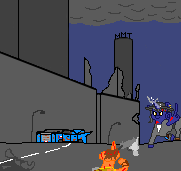 Size: 181x171 | Tagged: semi-grimdark, artist:republic ball, derpibooru import, oc, oc:systrar, unofficial characters only, alicorn, fallout equestria, alicorn oc, artificial alicorn, blood, blue alicorn (fo:e), car, city, cityscape, clothes, fallout, feather fingers, gun, gun to head, handgun, helmet, horn, horseton, image, imminent death, macintosh memorial tower, middle feather, middle finger, paint.net, picture for breezies, pistol, png, raider, ruins, street, this will end in death, vulgar, weapon, wing hands, wings