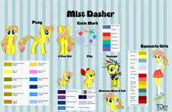 Size: 4600x3000 | Tagged: safe, artist:thunderdasher07, derpibooru import, oc, oc:mist dasher, unofficial characters only, human, pegasus, pony, equestria girls, 2017, 5-year-old, alternate hairstyle, bow, bracelet, butt freckles, clothes, color palette, cutie mark, ear piercing, earring, equestria girls-ified, female, filly, foal, freckles, hair bow, hairband, image, jacket, jewelry, mare, multicolored hair, old art, pegasus oc, piercing, pigtails, png, ponytail, punk, reference sheet, shirt, shoes, short tail, simple background, skirt, sneakers, solo, striped background, tail, teenager, two toned mane, wings