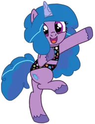 Size: 735x955 | Tagged: safe, artist:jhayarr23, artist:loladreamteam, derpibooru import, izzy moonbow, pony, unicorn, g5, clothes, dancing, image, png, simple background, solo, swimsuit, transparent background
