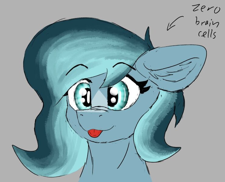 Size: 853x692 | Tagged: safe, artist:reddthebat, derpibooru import, oc, oc:alaska (reddthebat), unofficial characters only, ghost, ghost pony, pegasus, pony, undead, bust, eyebrows, eyebrows visible through hair, female, floppy ears, gray background, image, jpeg, mare, simple background, solo, tongue out