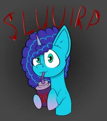 Size: 1219x1374 | Tagged: semi-grimdark, artist:cotarsis, derpibooru import, pony, unicorn, g5, blood drinking, drinking straw, image, misty brightdawn, png, slurping