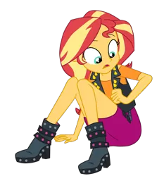 Size: 1900x2043 | Tagged: safe, artist:gmaplay, derpibooru import, sunset shimmer, equestria girls, equestria girls series, forgotten friendship, boots, but, butt, clothes, cute, image, png, shimmerbetes, shoes, solo