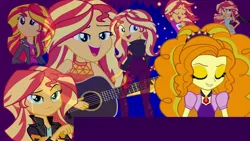 Size: 3000x1688 | Tagged: safe, artist:ktd1993, derpibooru import, edit, adagio dazzle, sunset shimmer, equestria girls, female, image, jpeg, lesbian, musical instrument, piano, reference, shipping, sunsagio, super mario bros., the super mario brothers movie
