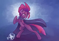 Size: 1600x1130 | Tagged: safe, artist:mannybcadavera, derpibooru import, tempest shadow, pony, unicorn, bipedal, broken horn, cape, clothes, female, horn, image, mare, png, rearing, scar, solo