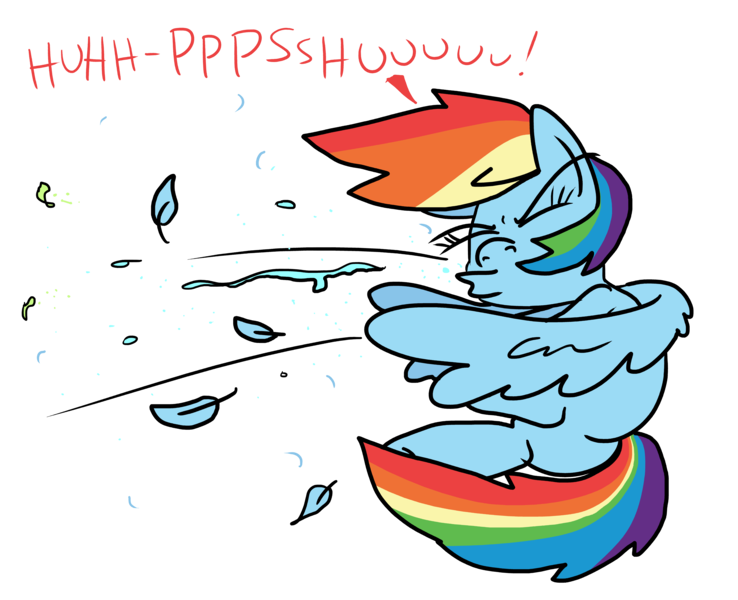 Size: 9408x7648 | Tagged: artist needed, safe, derpibooru import, rainbow dash, backwards, blowing, feather, funny, humor, image, movement, mucus, nostrils, particles, png, simple background, sneezing, snot, transparent background, wings