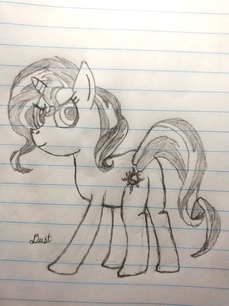 Size: 2448x3264 | Tagged: safe, artist:dust, derpibooru import, kotobukiya, sunset shimmer, pony, unicorn, equestria girls, equestria girls (movie), derpibooru exclusive, female, full body, image, jpeg, kotobukiya sunset shimmer, lined paper, mare, pencil drawing, signature, solo, traditional art