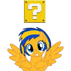 Size: 1500x1500 | Tagged: safe, artist:mlpfan3991, derpibooru import, oc, oc:flare spark, unofficial characters only, pegasus, block, female, image, nintendo, png, question mark, simple background, solo, super mario bros., transparent background