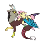 Size: 900x900 | Tagged: safe, artist:fuckomcfuck, derpibooru import, discord, fluttershy, draconequus, pegasus, pony, blushing, boop, cute, discoshy, duo, female, heart, image, looking at each other, looking at someone, male, mare, noseboop, png, shipping, shyabetes, simple background, straight, transparent background, unshorn fetlocks