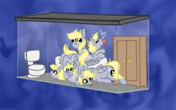 Size: 1920x1200 | Tagged: safe, artist:nootaz, derpibooru import, derpy hooves, earth pony, pegasus, pony, amalgam, bathtub, female, image, jpeg, mare, monstrosity, multeity, toilet, tongue out