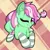 Size: 3312x3312 | Tagged: safe, artist:gleamydreams, earth pony, pony, abstract background, clothes, cute, female, high res, looking at you, lying down, mare, minty (g4), one eye closed, prone, signature, smiling, smiling at you, socks, solo, striped socks, wink, winking at you
