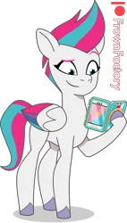 Size: 1589x2795 | Tagged: safe, artist:frownfactory, derpibooru import, zipp storm, pegasus, pony, g5, my little pony: tell your tale, spoiler:g5, spoiler:my little pony: tell your tale, spoiler:tyts01e48, female, foldable phone, image, mare, mobile phone, phone, png, simple background, smartphone, the hunt for eggmund bunny, transparent background, vector, wings
