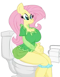 Size: 2855x3697 | Tagged: suggestive, artist:thatusualguy06, artist:trollie trollenberg, derpibooru import, fluttershy, anthro, plantigrade anthro, .svg available, big breasts, blue underwear, bottomless, breasts, busty fluttershy, but why, clothes, derpibooru exclusive, dress, female, high res, image, panties, panties around legs, panties pulled down, partial nudity, png, simple background, sitting, sitting on toilet, solo, solo female, toilet, toilet paper, transparent background, underwear, vector