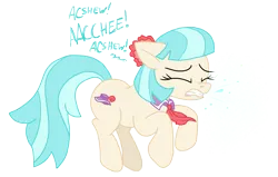 Size: 12000x7648 | Tagged: safe, artist:anyponedrawn, derpibooru import, coco pommel, absurd resolution, ascot, collar, cute, cutie mark, eyes closed, gritted teeth, image, mucus, nostril flare, nostrils, png, simple background, sneeze cloud, sneezing, sneezing fit, snot, spit, spray, teeth, transparent background