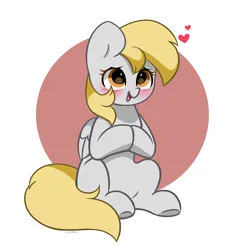 Size: 2592x2641 | Tagged: safe, artist:kittyrosie, derpibooru import, derpy hooves, pegasus, pony, blushing, cute, image, open mouth, png, sitting