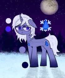Size: 693x830 | Tagged: safe, artist:xxv4mp_g4z3rxx, derpibooru import, oc, oc:scarlet frost, unofficial characters only, pony, unicorn, female, horn, image, mare, moon, night, png, reference sheet, sapphire, snow, solo, stars, tree, unicorn oc
