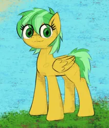 Size: 806x947 | Tagged: safe, artist:xxv4mp_g4z3rxx, derpibooru import, oc, unofficial characters only, pegasus, pony, female, grass, green eyes, image, mare, pegasus oc, png, sky, solo, sun, wings