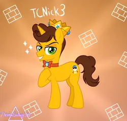 Size: 2100x2013 | Tagged: safe, artist:prismagalaxy514, derpibooru import, ponified, piplup, pony, unicorn, bowtie, crossover, crown, image, jewelry, png, pokémon, princess daisy, regalia, solo, tcnick3, youtube, youtuber