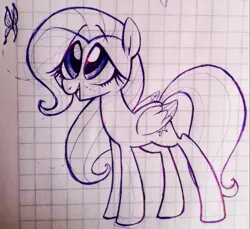 Size: 713x652 | Tagged: safe, artist:kluzart, derpibooru import, fluttershy, pony, female, filly, filly fluttershy, graph paper, image, png, solo, traditional art, younger