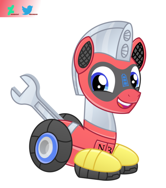 Size: 6600x7491 | Tagged: safe, artist:kuren247, derpibooru import, oc, oc:trackhead, pony, robot, robot pony, art trade, cute, image, looking at you, png, simple background, smiling, solo, transparent background, vector