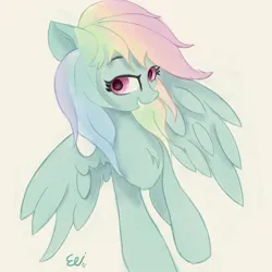 Size: 1280x1281 | Tagged: safe, artist:paintedskies, derpibooru import, rainbow dash, image, jpeg, looking at you, soft color, traditional art, watercolor painting