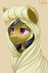 Size: 2690x4085 | Tagged: safe, artist:ryanmandraws, derpibooru import, daring do, pony, bust, clothes, covered, female, headscarf, image, jpeg, mare, scarf, solo, solo female