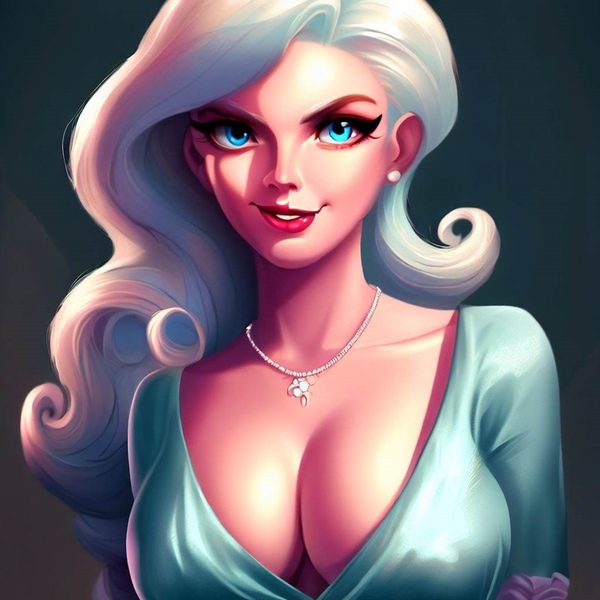 Size: 900x900 | Tagged: suggestive, derpibooru import, machine learning generated, trixie, human, absolute cleavage, ai content, big breasts, breasts, bust, busty trixie, cleavage, clothes, dress, female, humanized, image, jewelry, jpeg, looking at you, necklace, portrait, smiling, smiling at you, solo, wrong eye color